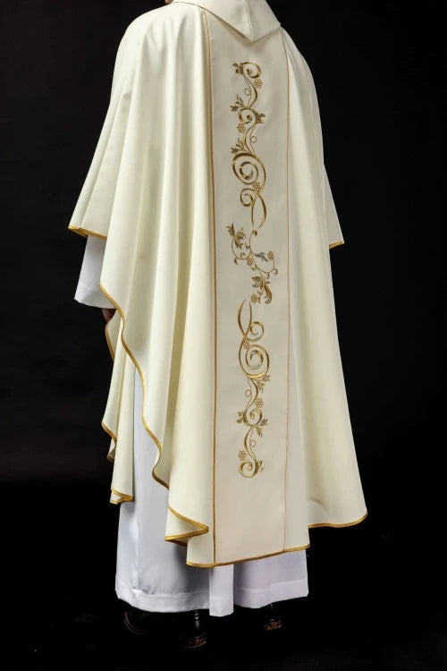 Ecru Chasuble with image of Saint Anthony — close-up detail