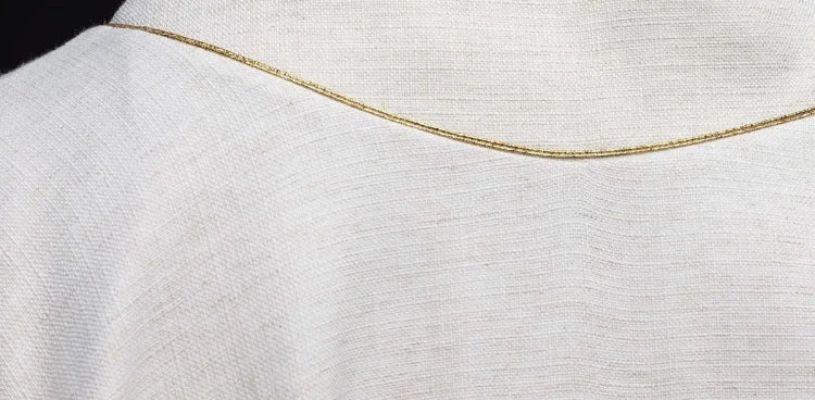 Ecru Chasuble with image of Saint Francis — close-up detail