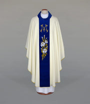 Chasuble mariale à bande de velours bleu bleuet – Modèle II