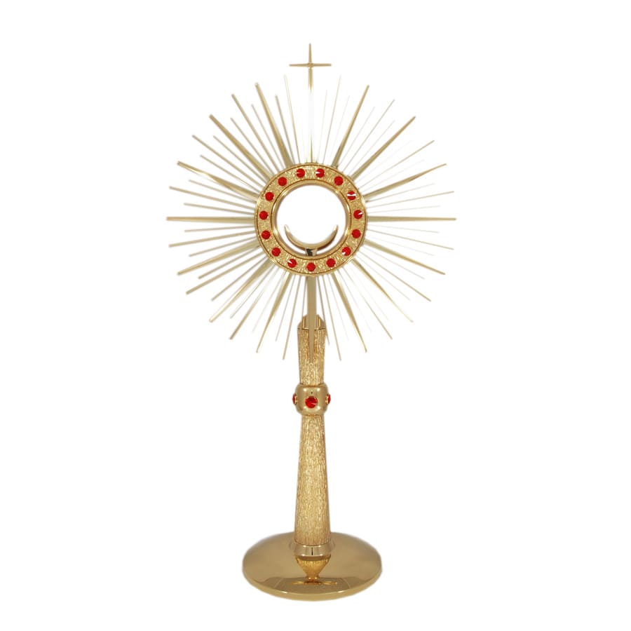 Ostensorio — Raggi e nodo con pietre rosse, 66 cm