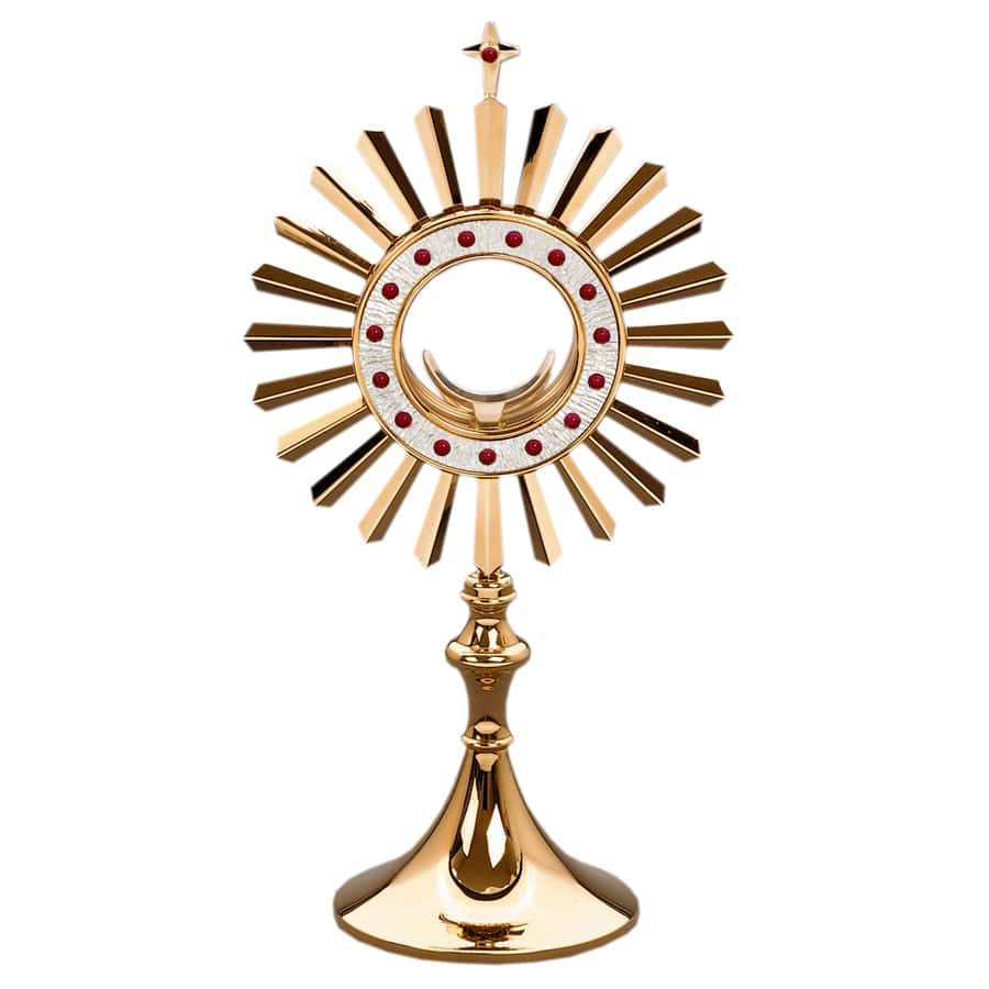 Ostensorio — Croce con pietra rossa, 46 cm