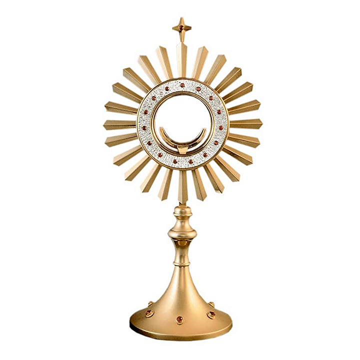 Monstrance — Red Stones on Frame and Base, 46 cm