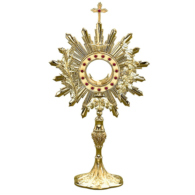 Ostensorio — Spighe e pietre rosse, 58 cm