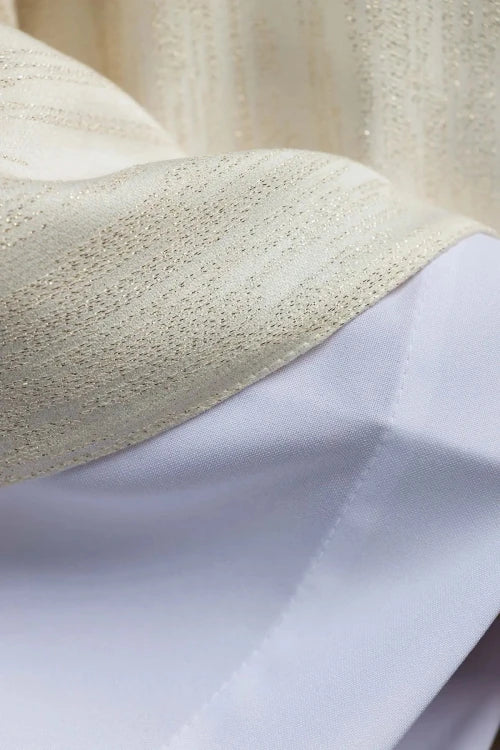 Ecru Chasuble with embroidered Jerusalem cross — back view