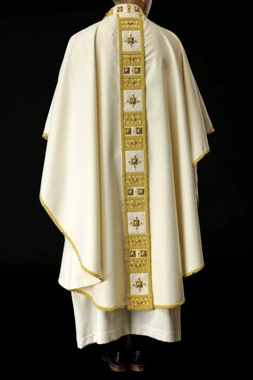 Ecru Chasuble with hand-applied natural-stone decoration – Variant III — additional view