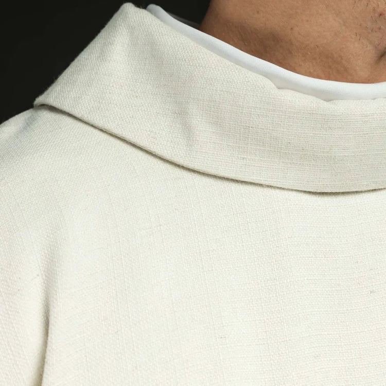 Ecru Chasuble with Lamb of God and IHS embroidery — close-up detail