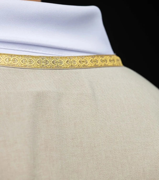 Ecru Chasuble with embroidered IHS monogram — side view