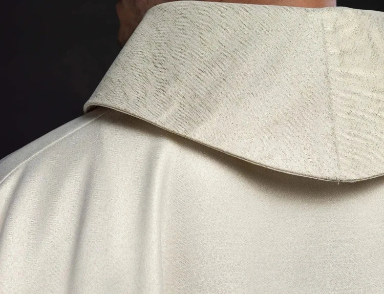 Ecru Chasuble with wheat and cross embroidery — side view