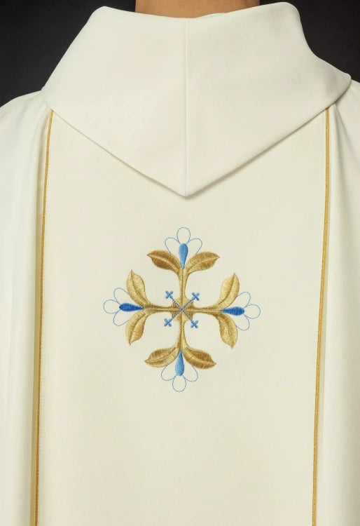 Ecru Chasuble with Marian embroidery – Variant III — side view