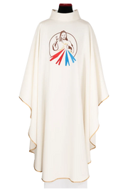 Ecru Chasuble with image of the Divine Mercy — front view