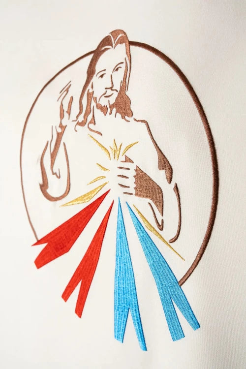 Ecru Chasuble with image of the Divine Mercy — decoration detail