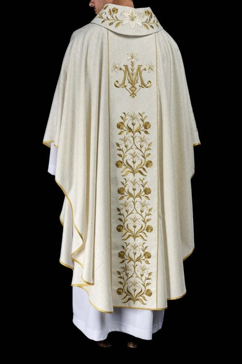 Ecru Chasuble with image of Our Lady of Licheń — additional view