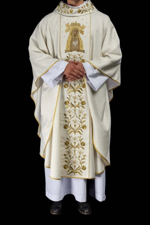 Ecru Chasuble with image of Our Lady of Licheń — gallery view 11
