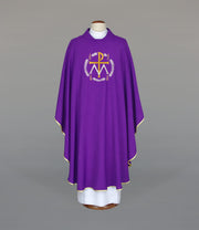 Purple Chasuble with Advent-themed embroidery - gallery view 1