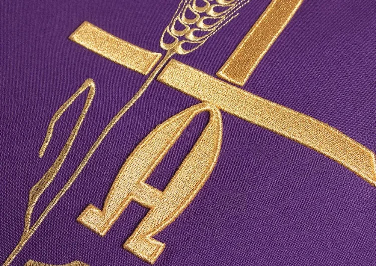 Purple Chasuble with Alpha and Omega embroidery - gallery view 5