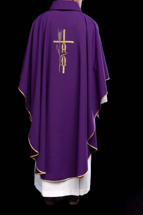 Purple Chasuble with Alpha and Omega embroidery - gallery view 7