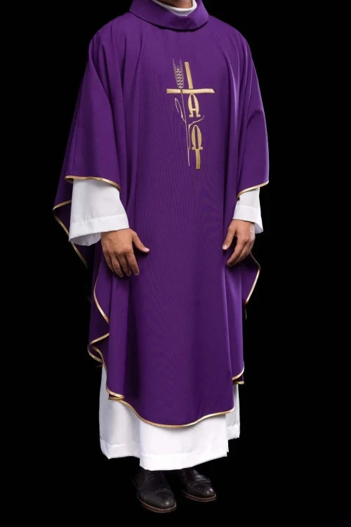 Purple Chasuble with Alpha and Omega embroidery - gallery view 8