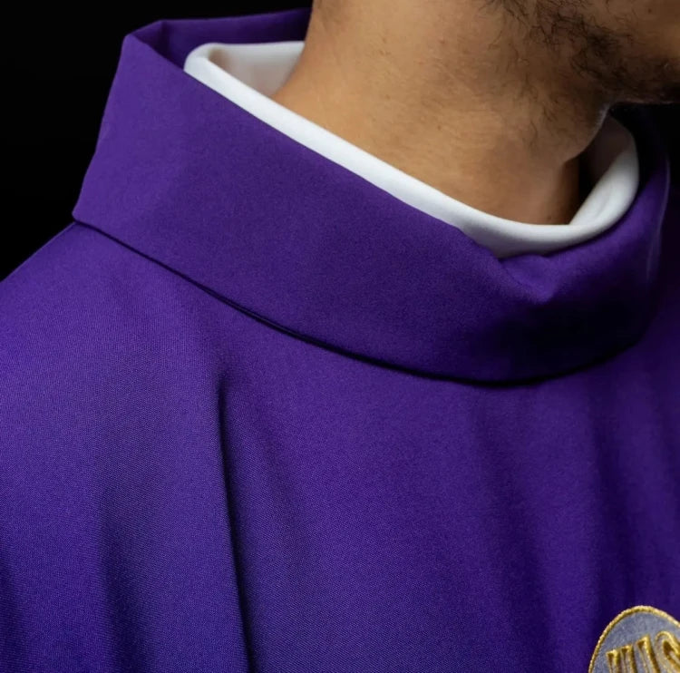 Purple Chasuble with chalice and grape embroidery - gallery view 5