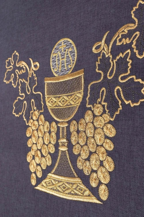 Purple Chasuble with chalice and vine embroidery - gallery view 3