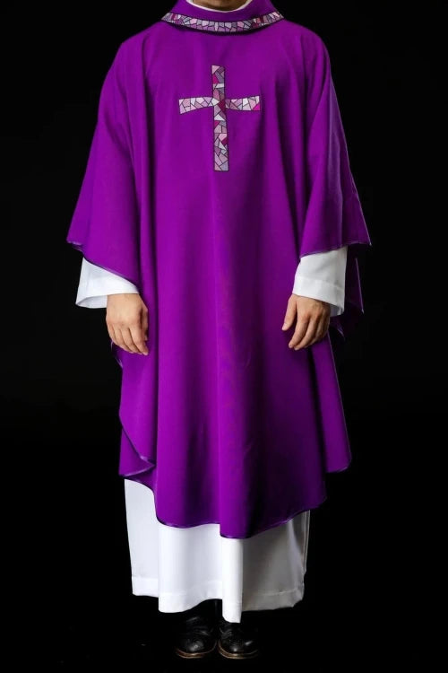 Purple Chasuble with cross mosaic - gallery view 2