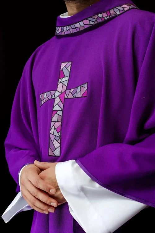 Purple Chasuble with cross mosaic - gallery view 3