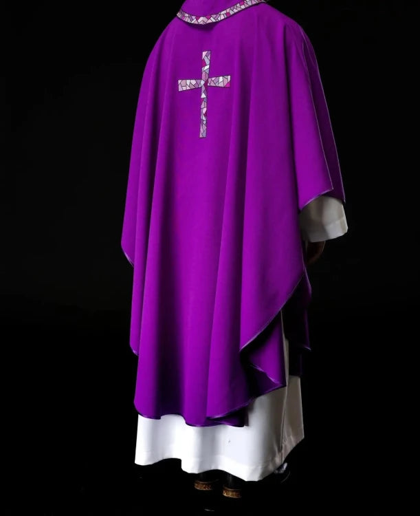 Purple Chasuble with cross mosaic - gallery view 6