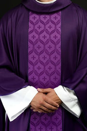 Purple Chasuble with cross motif on a jacquard band - Variant I - gallery view 1