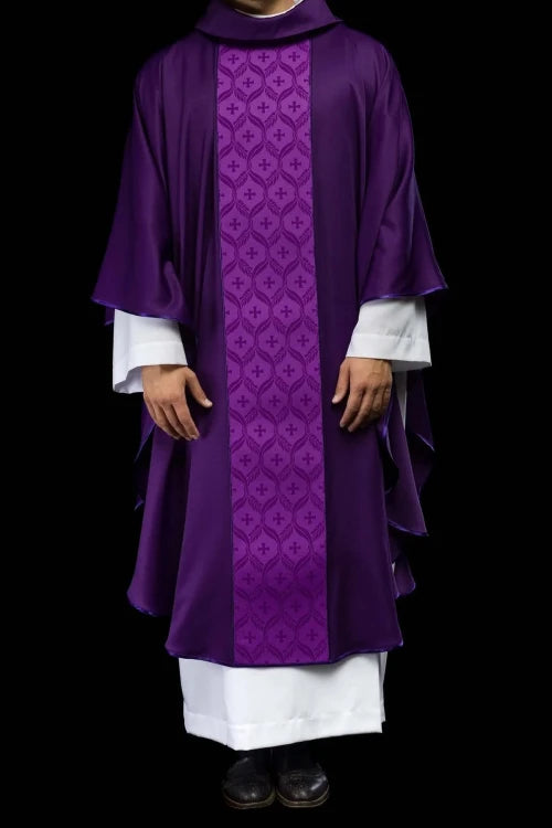 Purple Chasuble with cross motif on a jacquard band - Variant I - gallery view 2