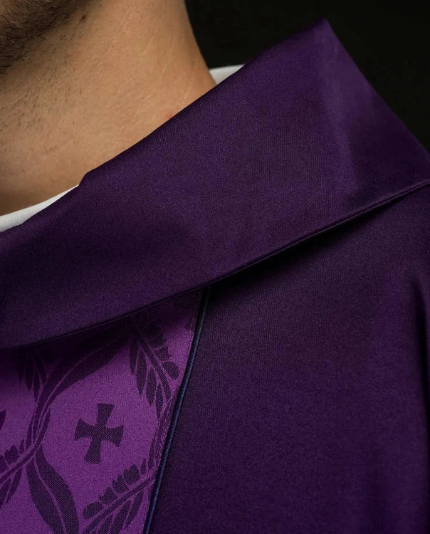 Purple Chasuble with cross motif on a jacquard band - Variant I - gallery view 5