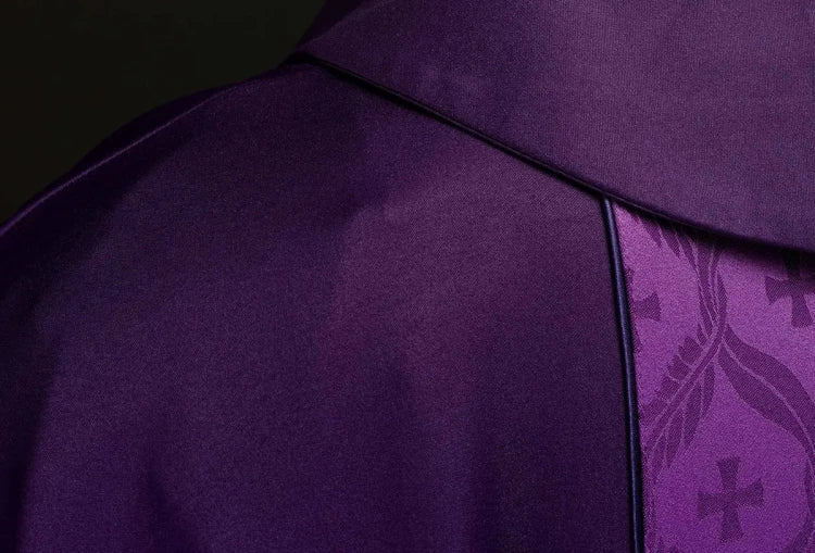 Purple Chasuble with cross motif on a jacquard band - Variant I - gallery view 6