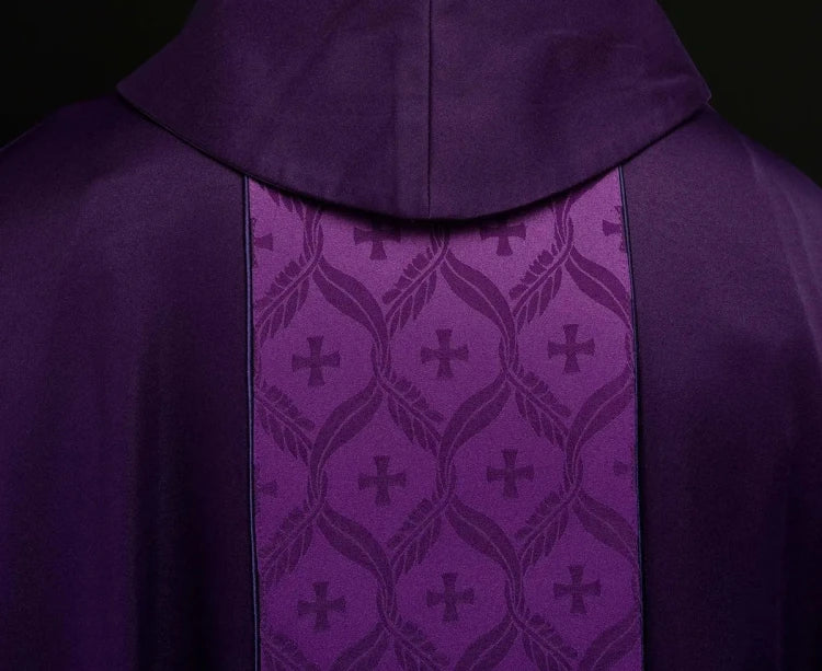Purple Chasuble with cross motif on a jacquard band - Variant I - gallery view 7