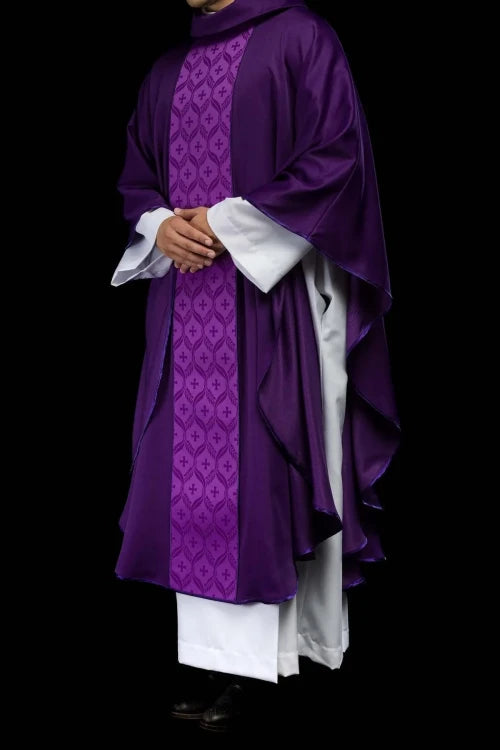 Purple Chasuble with cross motif on a jacquard band - Variant I - gallery view 9