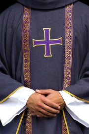 Purple Chasuble with cross motif on a jacquard band - Variant II - gallery view 1