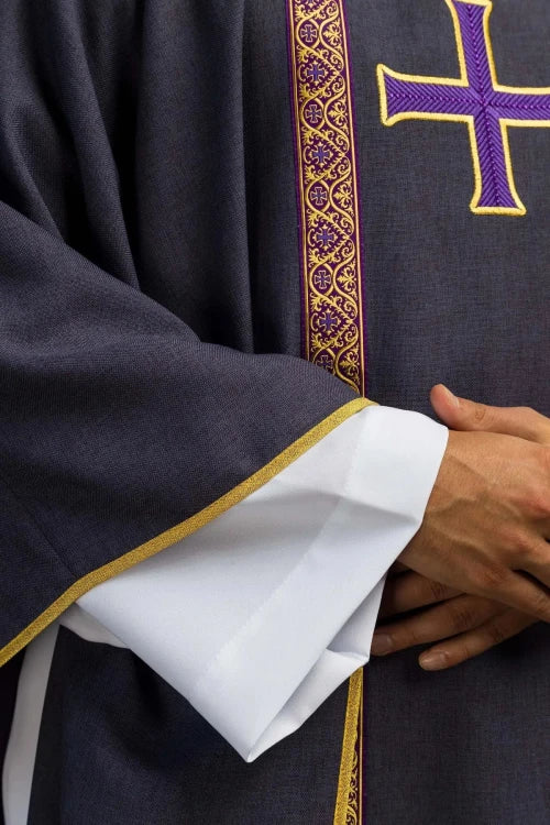 Purple Chasuble with cross motif on a jacquard band - Variant II - gallery view 4