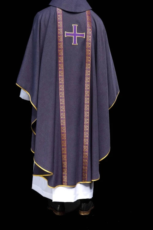 Purple Chasuble with cross motif on a jacquard band - Variant II - gallery view 7
