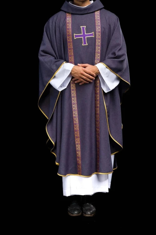 Purple Chasuble with cross motif on a jacquard band - Variant II - gallery view 8