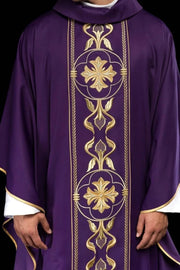 Purple Chasuble with decorative embroidered band - gallery view 1