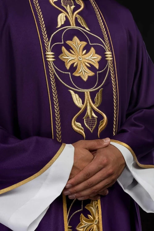 Purple Chasuble with decorative embroidered band - gallery view 4