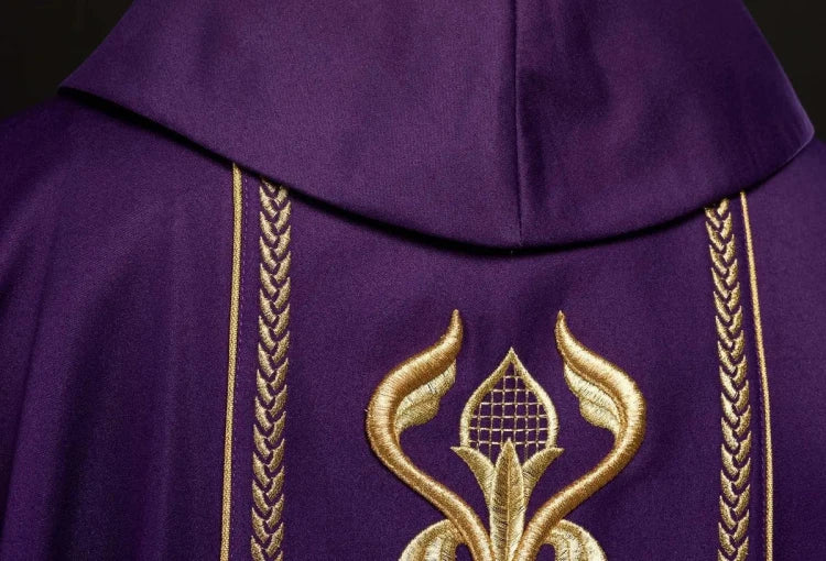 Purple Chasuble with decorative embroidered band - gallery view 5