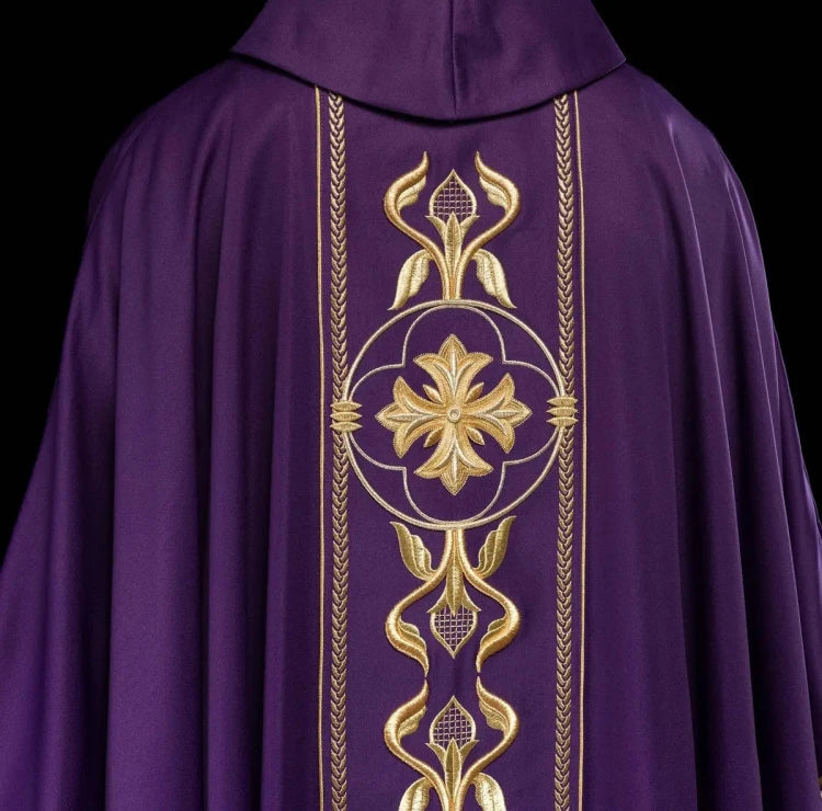 Purple Chasuble with decorative embroidered band - gallery view 6