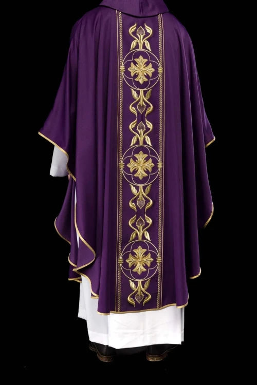 Purple Chasuble with decorative embroidered band - gallery view 7
