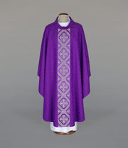 Purple Chasuble with elegant woven decorative band - Variant II - gallery view 1