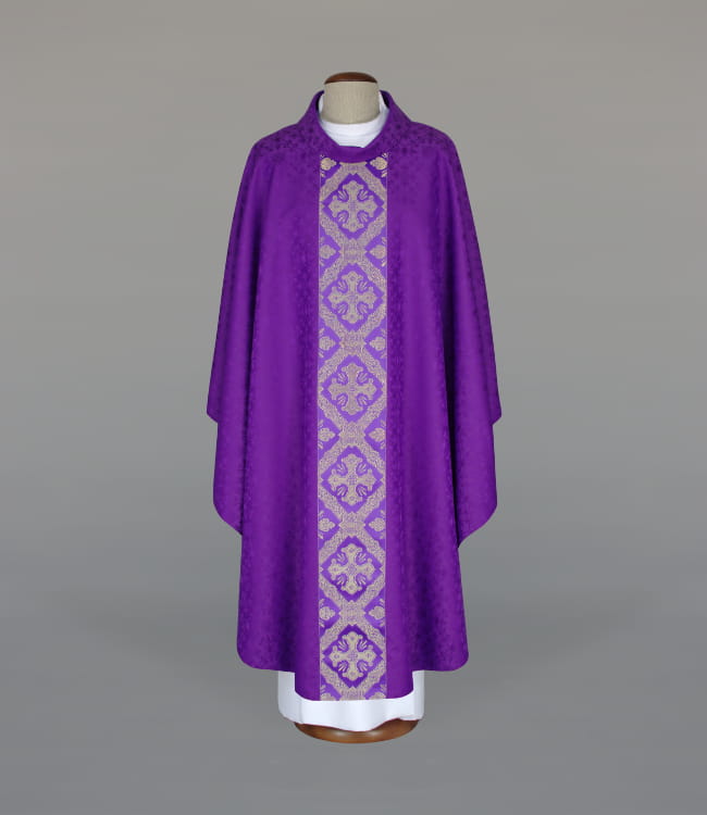 Purple Chasuble with elegant woven decorative band - Variant II - gallery view 1