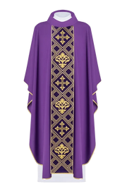 Purple Chasuble with embroidered band and cross - gallery view 1