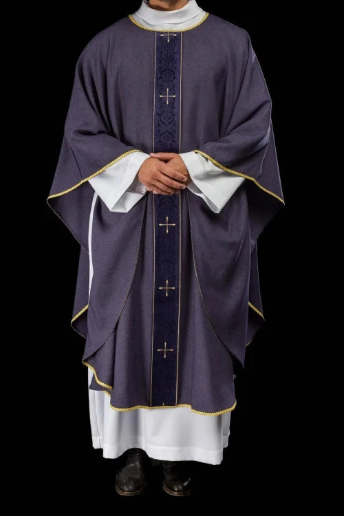 Purple Chasuble with embroidered band and cross - Variant I - gallery view 2