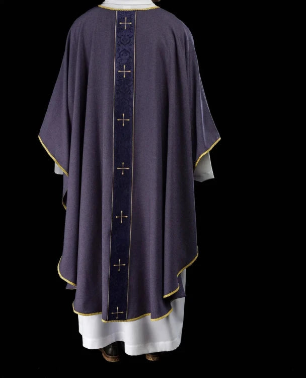 Purple Chasuble with embroidered band and cross - Variant I - gallery view 7