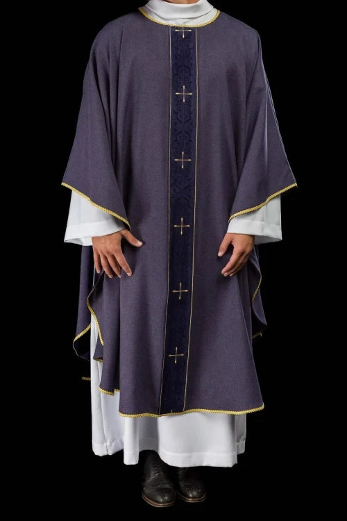 Purple Chasuble with embroidered band and cross - Variant I - gallery view 8