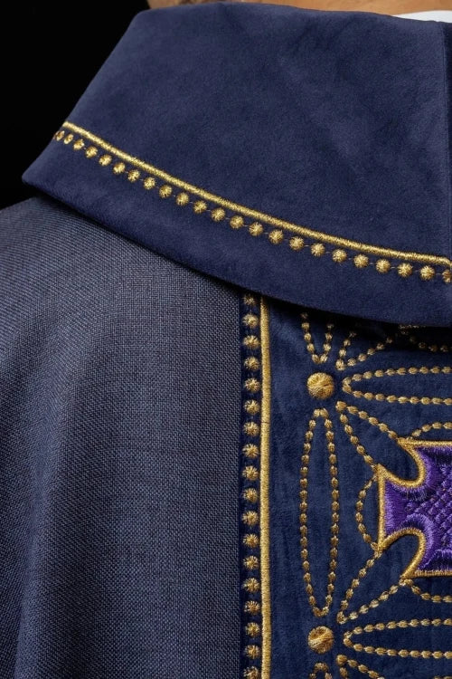 Purple Chasuble with embroidered band with cross motif - Variant II - gallery view 7