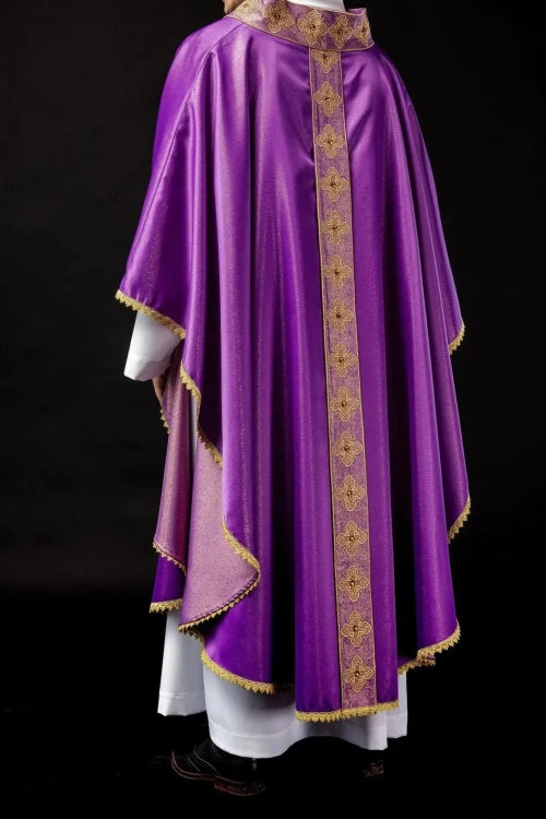 Purple Chasuble with embroidered band with cross motif - Variant II-B - gallery view 6
