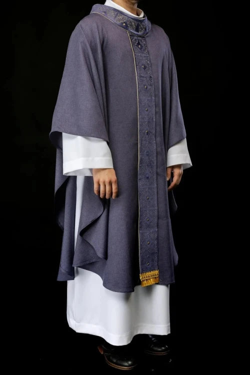 Purple Chasuble with embroidered band with cross motif - Variant III - gallery view 2